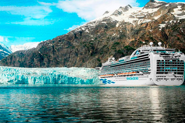 Panoramic view of the Andes from the Sapphire Princess in Patagonia