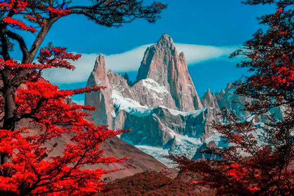 Vista panorámica del Monte Fitz Roy en El Chaltén, Argentina