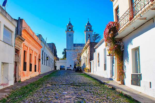 Walking through the cobblestone streets of Colonia del Sacramento, Uruguay