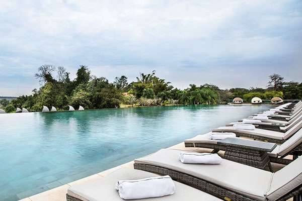 Spectacular aerial view of Iguazu Falls from Melia hotel