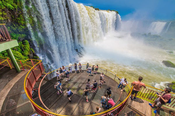 Exploring the Devil's Throat at Iguazu Falls, Argentina